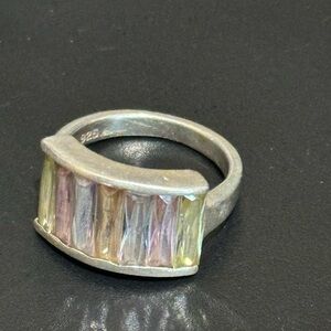 Silver and Multicolor Gemstone Ring